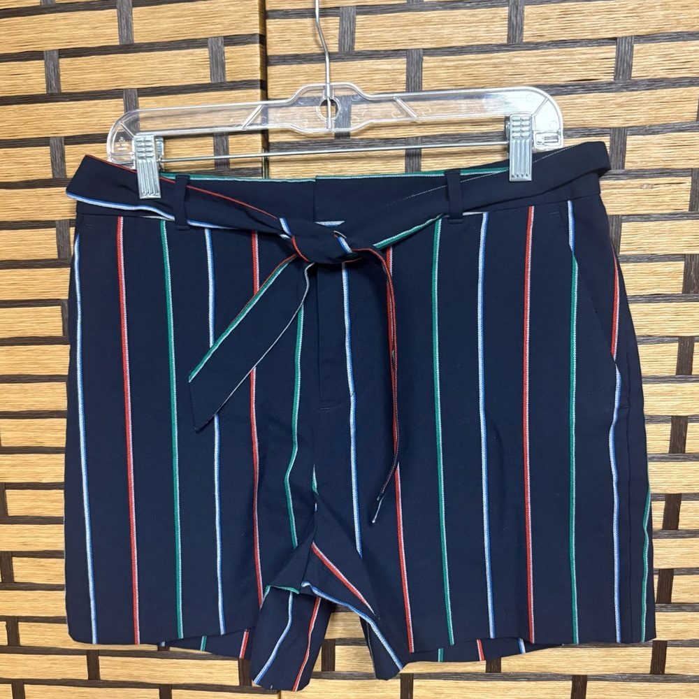 Banana Republic Navy Belted Stripe Shorts Size 10‎